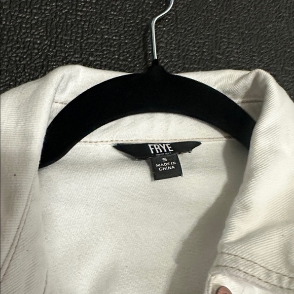 Frye Long White Denim Jacket size Small - Picture 5 of 10